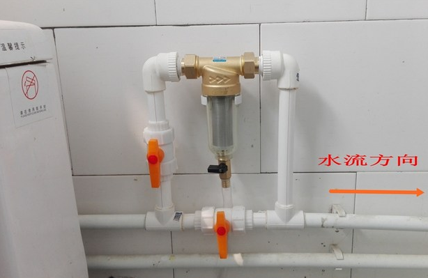 接管連接前置過濾器示意圖，一進一出方便連接和過濾！